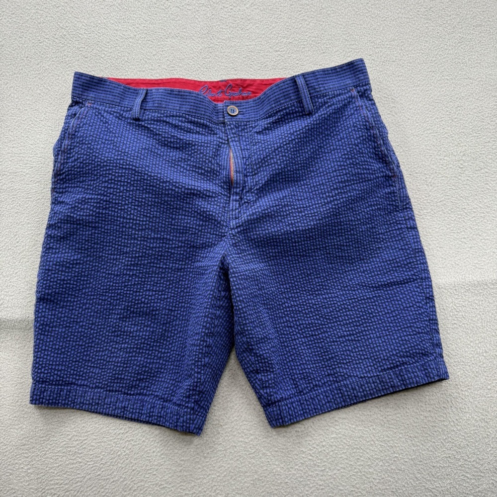 Robert Graham‎ Shorts Mens 36 Blue Check Chino Cotton 9 Inseam Casual Summer